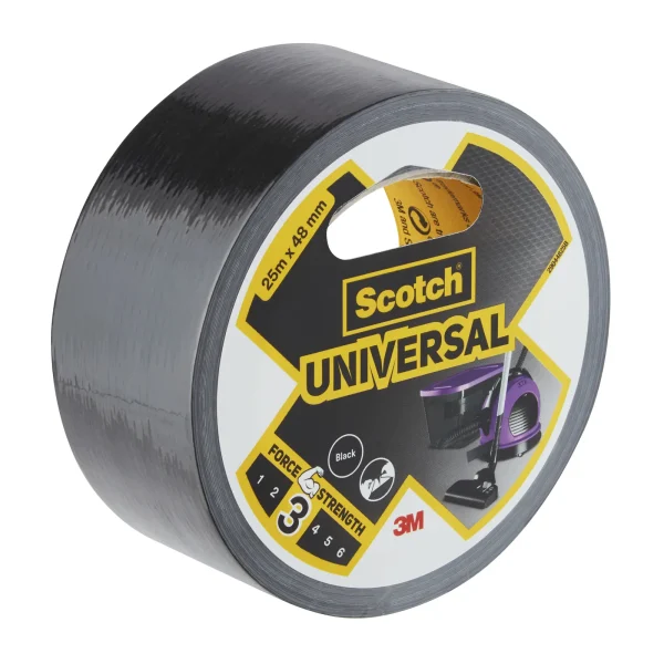 Scotch® Universal Duct Tape, Black, 25 m x 48 mm, 1 Roll/Pack