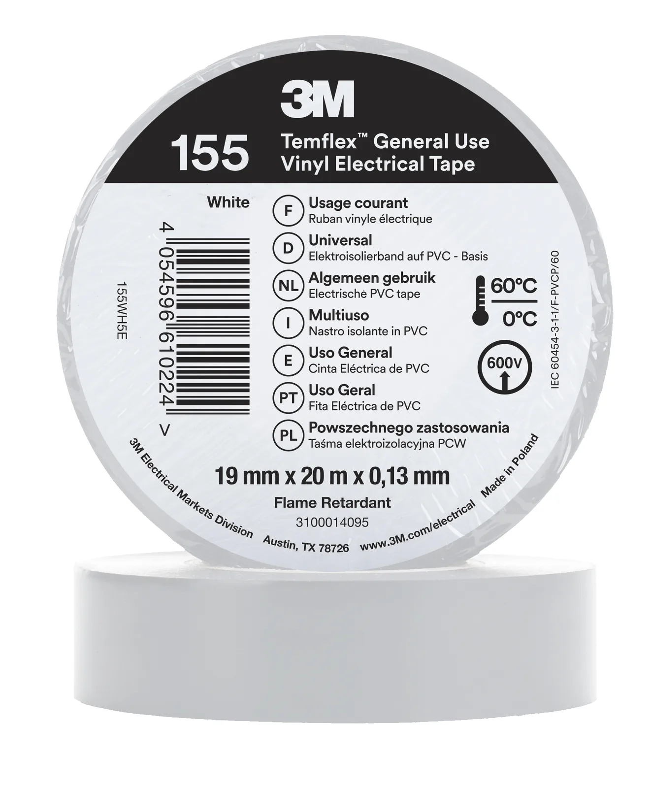3M™ Temflex™ 155 – Bandă izolatoare PVC uz general