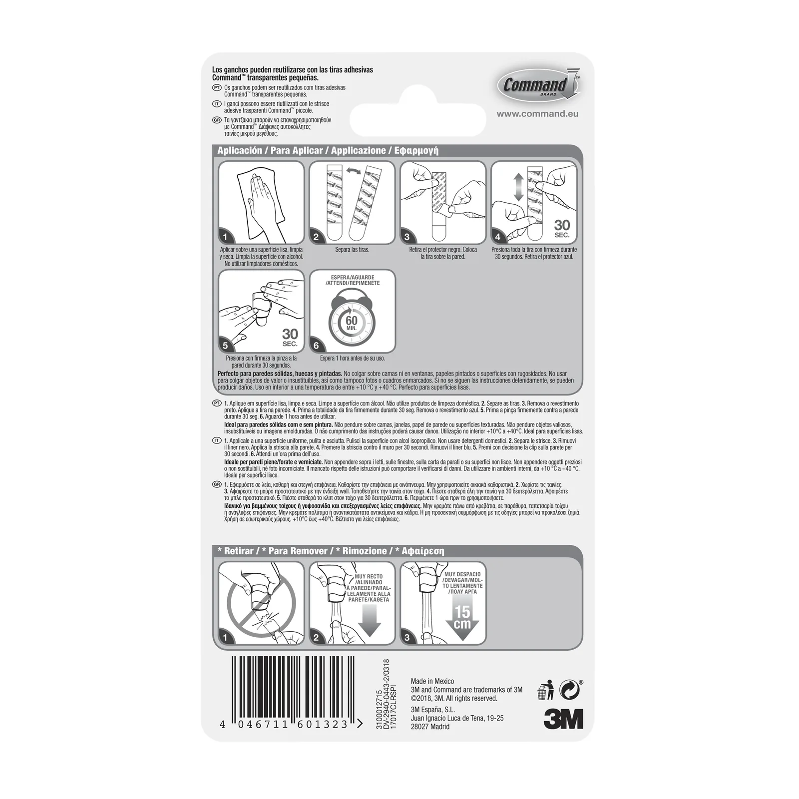 Command™ Round Cord Clip 17017CLR-4-SPIG, Clear, 4 Clips+5 Strips/Pack - imagine 4