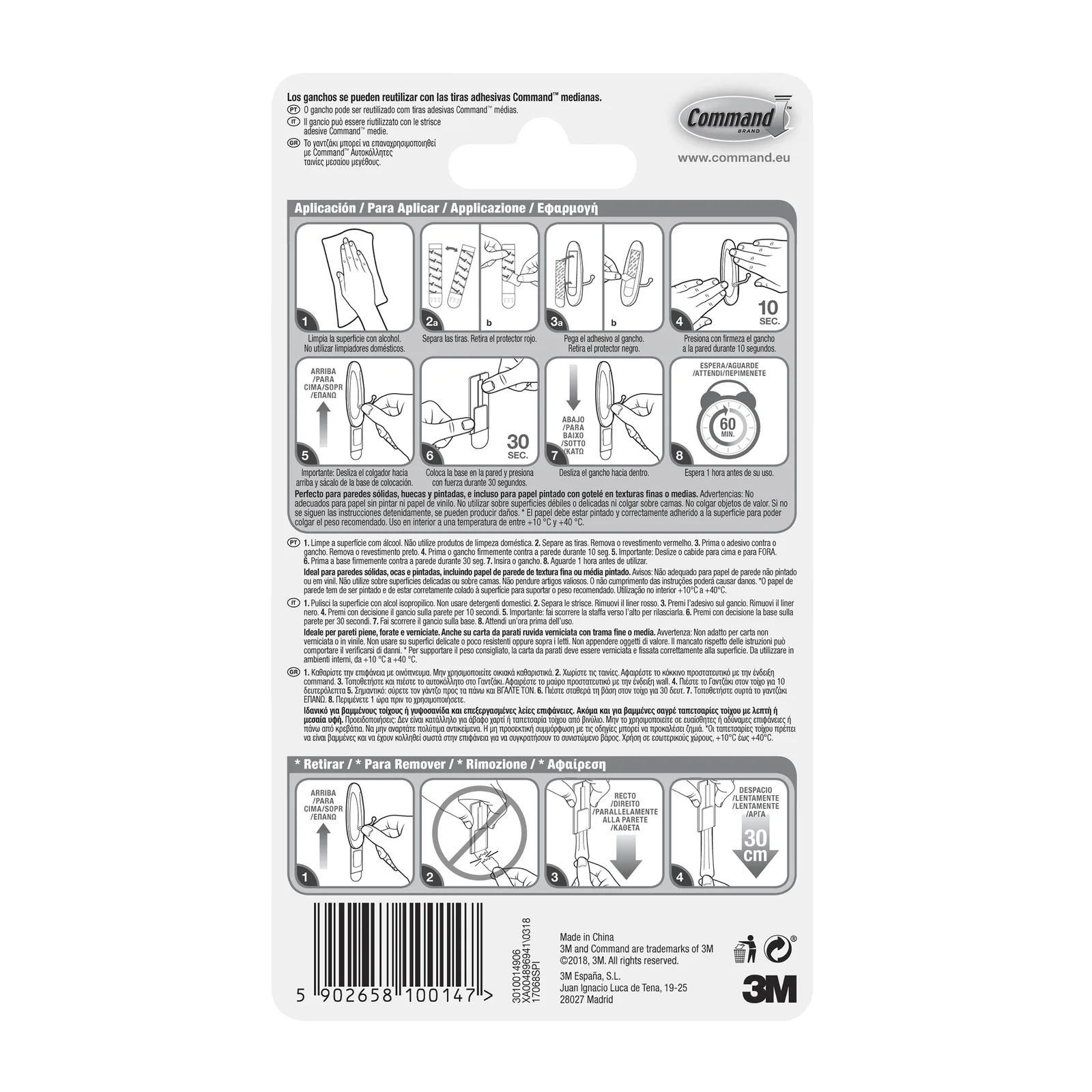 Command™ Medium Wire Hook 17068-2-SPIG, White, 2 Hooks+4 Strips/Pack - imagine 3