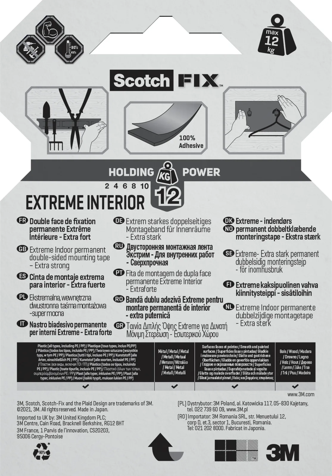 Scotch-FIX™ Double-Sided Extreme Interior Mounting Tape PGS05-1918-P, 19 mm x 1,8 m, 1 Roll/Pack - imagine 3