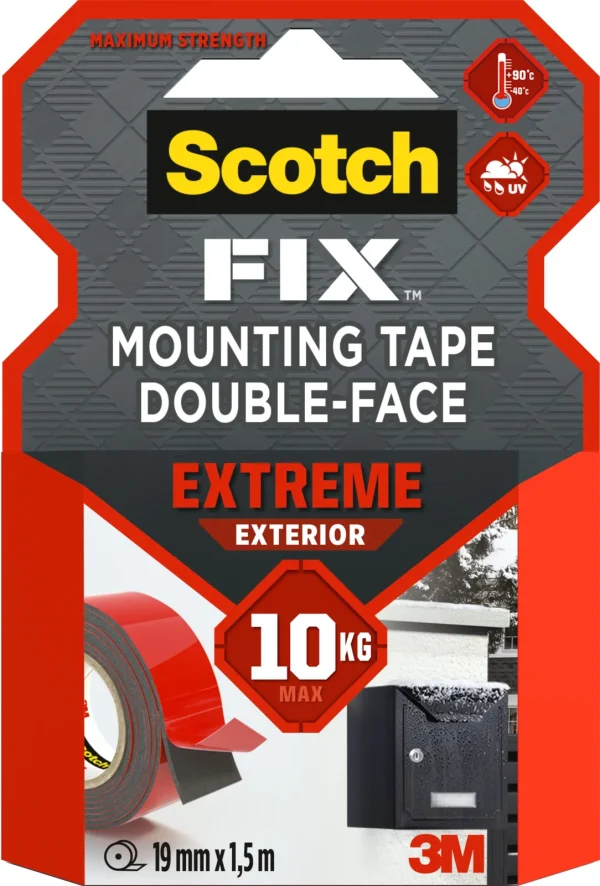 Scotch-FIX™ Double-Sided Extreme Exterior Mounting Tape PT1100-1915-P, 19 mm x 1,5 m, 1 Roll/Pack