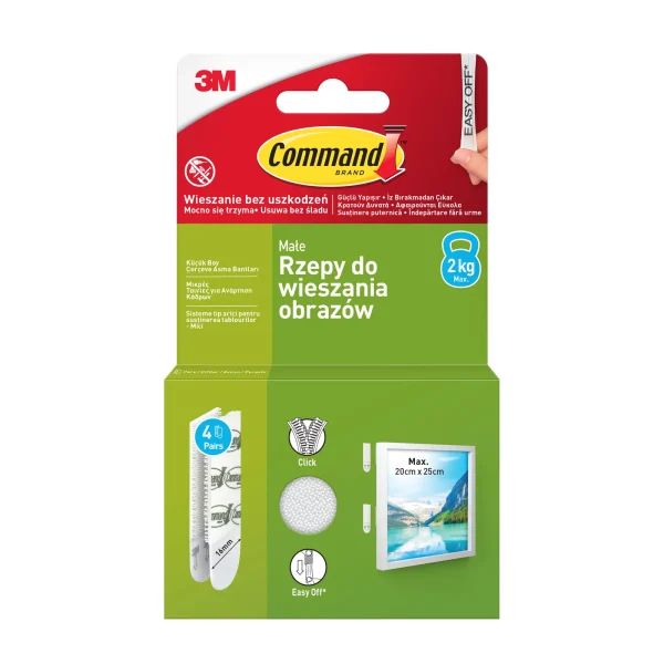 Command™ Picture Hanging Strips 17202WHI-4-PTGR, White, Small, 4 Pairs (8 Strips)