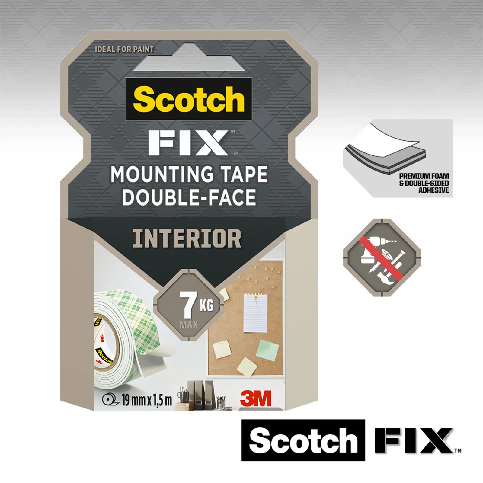 Scotch-FIX™ Double-Sided Interior Mounting Tape 4496G-1915-P, 19 mm x 1,5 m, 1 Roll/Pack - imagine 3