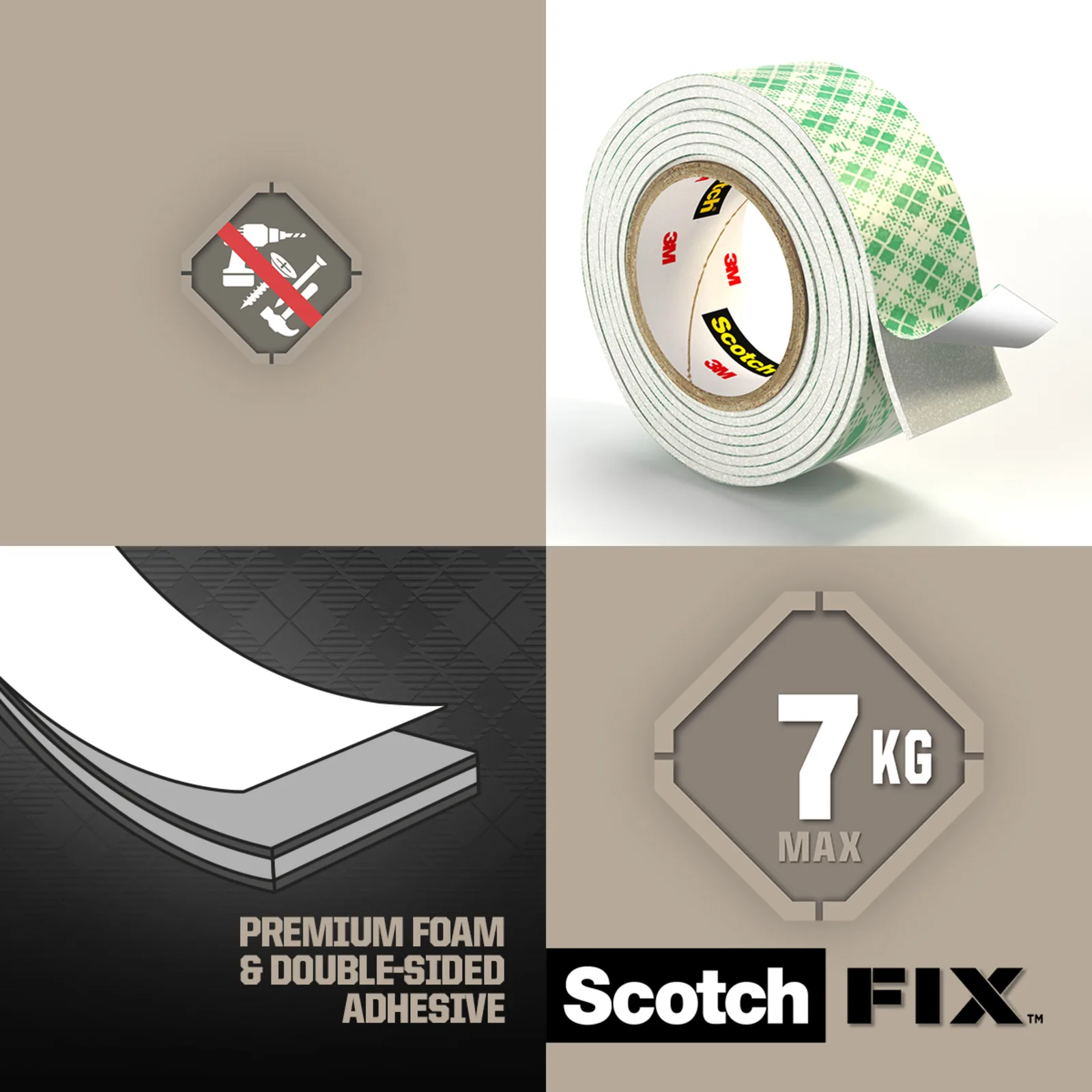 Scotch-FIX™ Double-Sided Interior Mounting Tape 4496G-1915-P, 19 mm x 1,5 m, 1 Roll/Pack - imagine 7