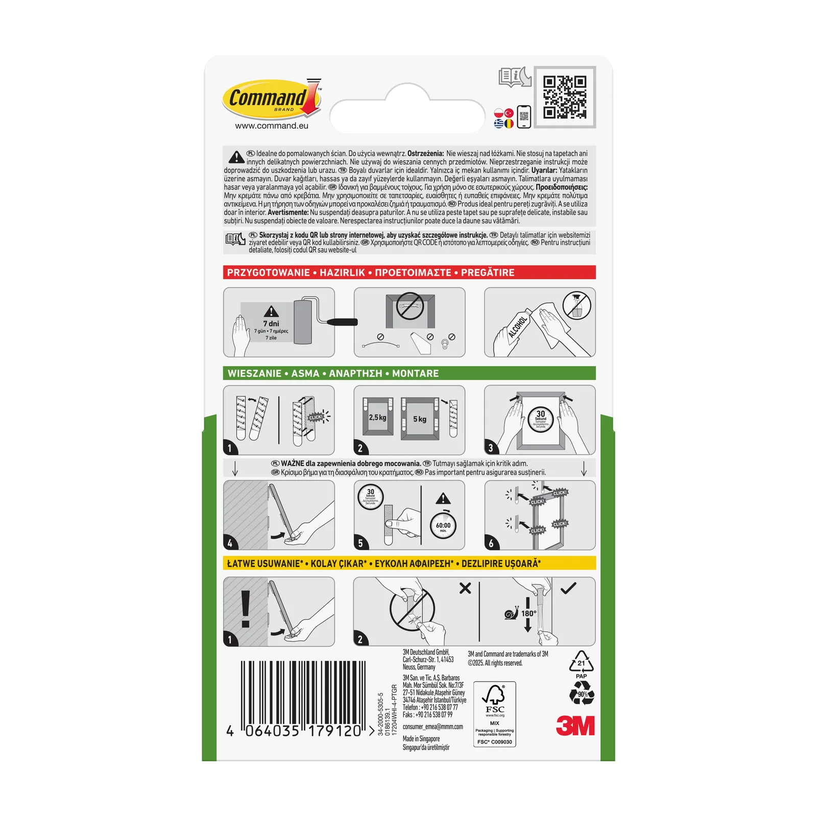 Command™ Picture Hanging Strips 17204WHI-4-PTGR, White, Medium, 4 Pairs (8 Strips) - imagine 4