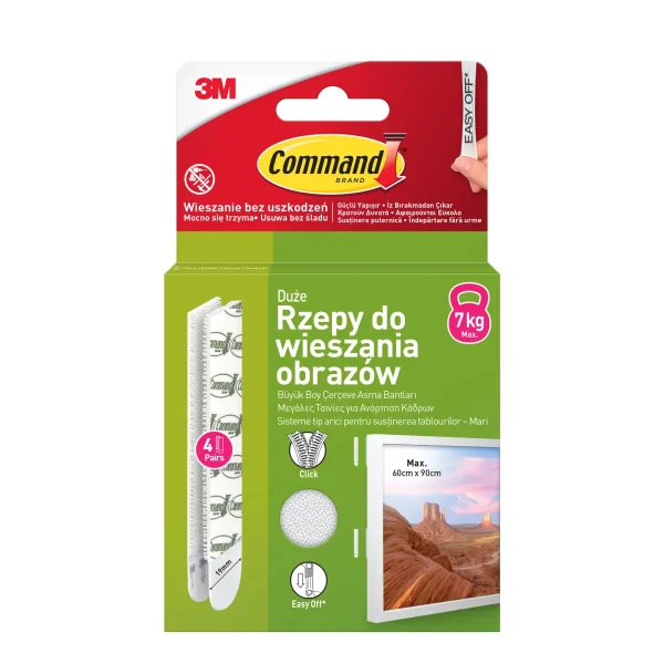 Command™ Picture Hanging Strips 17206WHI-4-PTGR, White, Large, 4 Pairs (8 Strips)